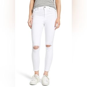 AG Adriano Goldschmied Mila Ankle White High Rise Skinny Jeans Distressed